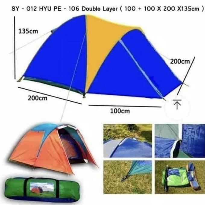 Tenda Dome/Tenda 4-5 Orang/Tenda Hyu Pe 106 Double Layer Kualitas Terbaik Harga Termurah