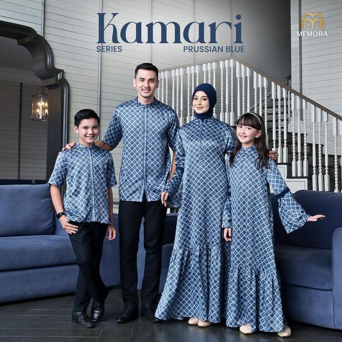 Terlaris, Memora Kamari Prussian Blue - Sarimbit Keluarga Lebaran 2025 | Baju Couple Keluarga Lebara