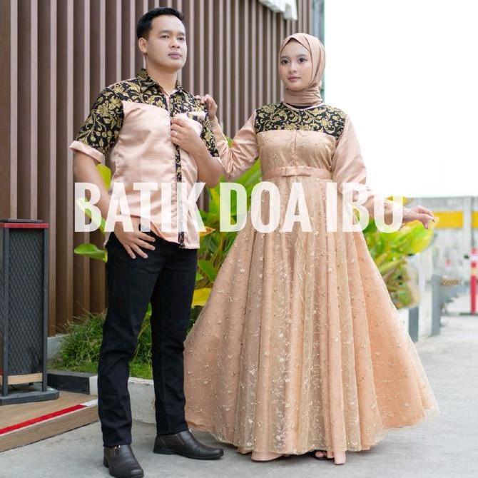 Kidsrelig- Set Couple Keluarga Couple Gamis Brokat Mutiara