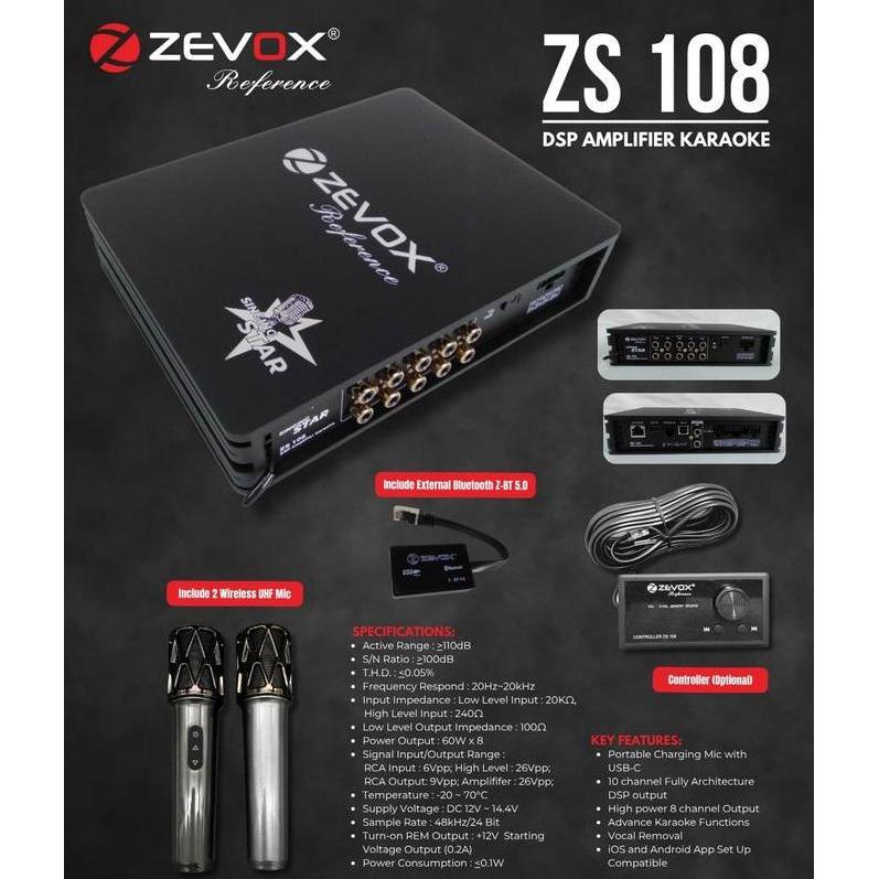 FYP PROSESOR ZEVOX ZS 108 REFERENCE DSP BUILT IN AMPLIFIER & KARAOKE MOBIL CAR AUDIO GARANSI RESMI '