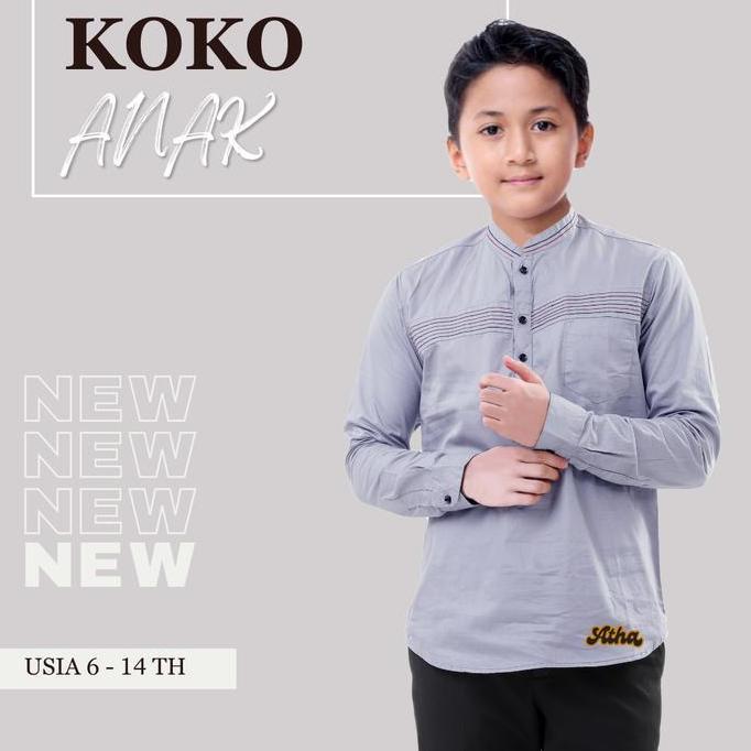 Kidsrelig- Baju Koko Anak Laki-Laki Sd-Smp Baju Koko Anak Lengan Panjang Usia 5 - 15 Tahun Motif Kom