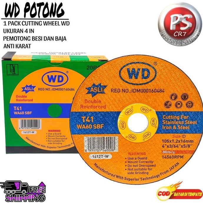 Tools- Wd Potong 1Kotak Isi 20Pcs Cautting Wheel Kating Potong Besi,Baja,Fiber,Plastik,Steinles Stee