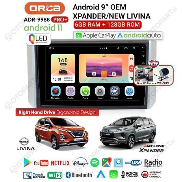 // HEADUNIT ANDROID XPANDER LIVINA 2018-2021 ORCA 9988 G2 PRO PLUS DVR ''