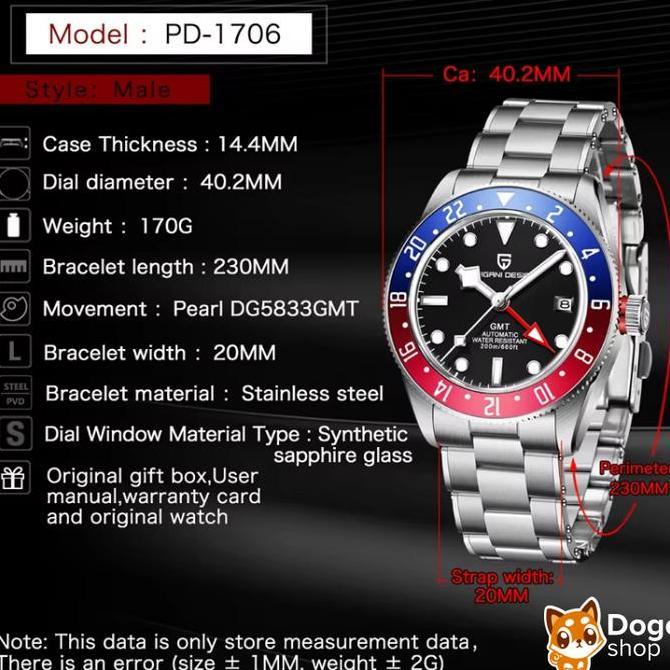 Pagani Design PD-1706 GMT Homage PD1706 Automatic DG5833GMT Movement Batman Pepsi Coke Jam Tangan