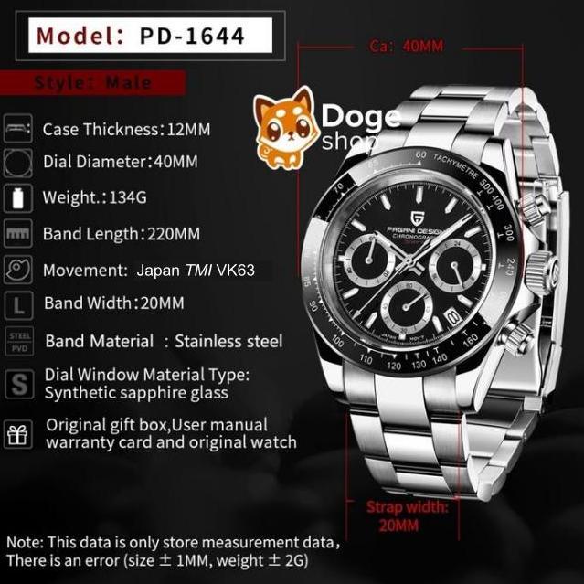 Pagani Design PD-1644 New 2025 Chronograph VK63 Japan Movement Jam Tangan Homage