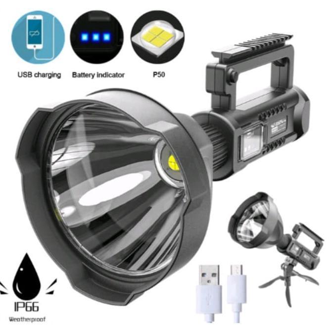 Senter Sorot W591 Big Lamp 8000 Lumens LED - Senter LED Multifungsi Super Bright Waterproof & Tripod