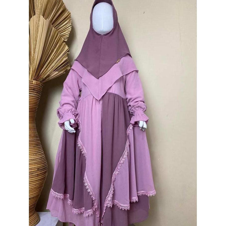 Khadijah Set Syar'I //Dress Anak Premium//Pakaian Muslim Anak Perempuan