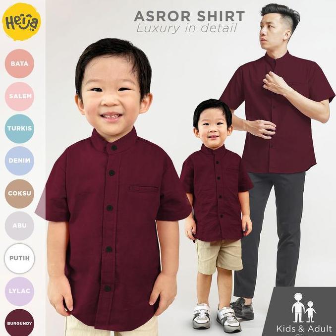 Heija | Asror Burgundy - Kemeja Koko Anak Lengan Pendek Warna Merah Burgundy Ungu Katun Sigret - Rem