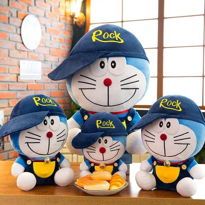 Boneka Doraemon Topi Rock / Boneka Doraemon / Doraemon / Boneka Lucu