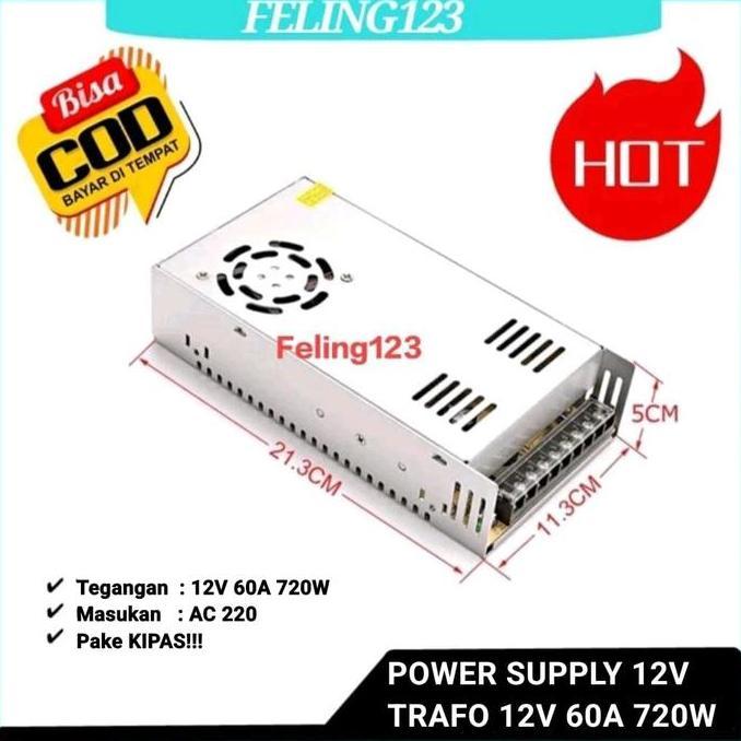 Switching Power Supply PSU 12V 60A High Quality, 12 Volt 60 Ampere Fan