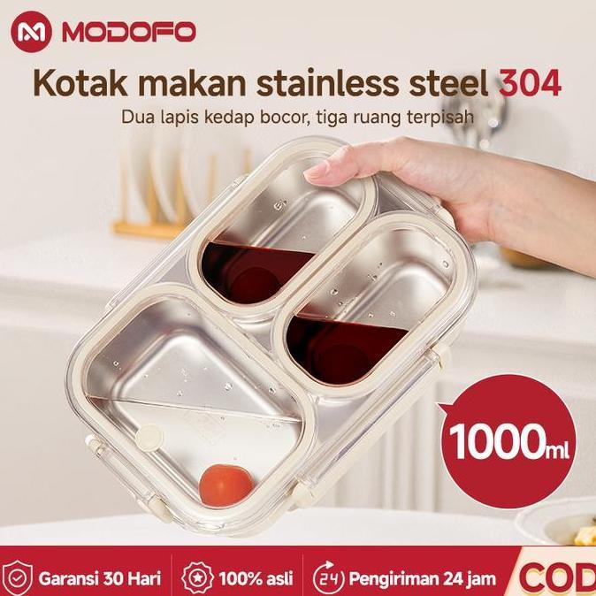 [Anti Tumpah] MODOFO Lunch Box Kotak Makan Lunch Box Stainless 304 Kotak Bekal Anti Tumpah Tempat Be
