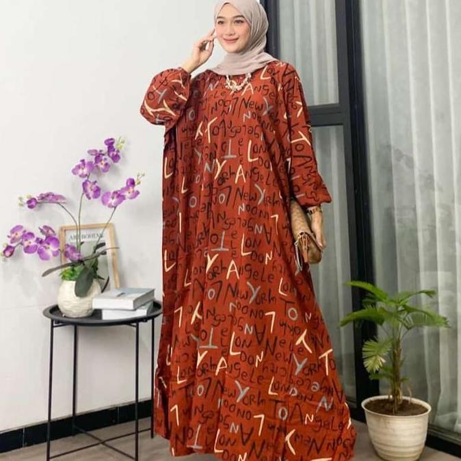Regreg- (Bisa Cod) Gamis Kaftan Abjad Pakaian Wanita Jumbo Mewah Terlaris Paling Dicari Busui Ziper 