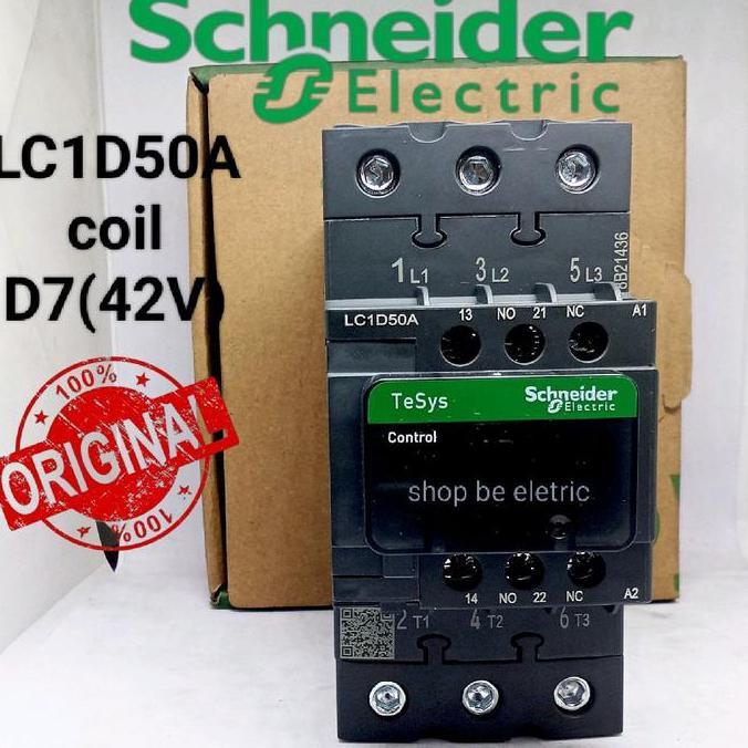 Kontaktor Contactor Lc1D50Ad7 Lc1D50D7 42Vac 50A 3Phase Schneider Original Premium