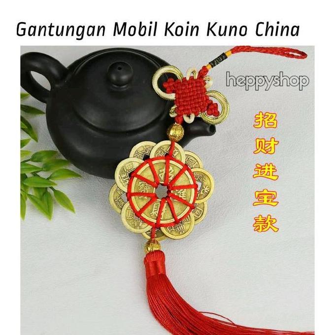 '+'+'+'+] Gantungan Mobil Koin Kuno China, Hiasan Parcel Imlek Tassel Imlek