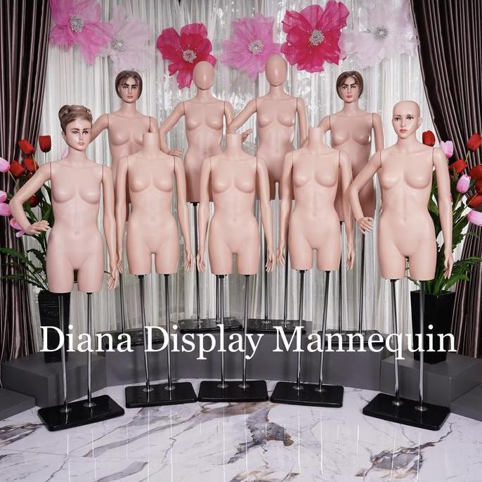 Lansungkirim- Manekin Bodyfit Wanita Plastik Dengan Tiang Penyangga - Patung Baju Wanita Atasan Dan 