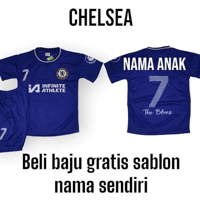 DV204 - setelan baju bola anak laki-laki dan perempuan baju bola Jersey Chelsea terbaru umur 6 bln -