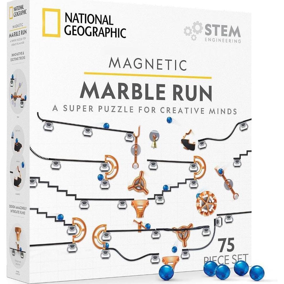 National Geographic Magnetic Marble Run - 75-Piece STEM Building Set for Kids & Adults
