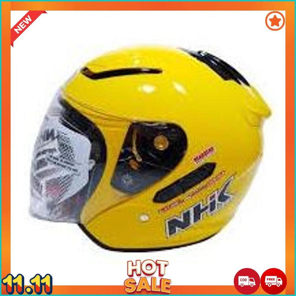 Helm Nhk R1 Yellow Nhk R-1 Solid Yellow Double Visor [H2]