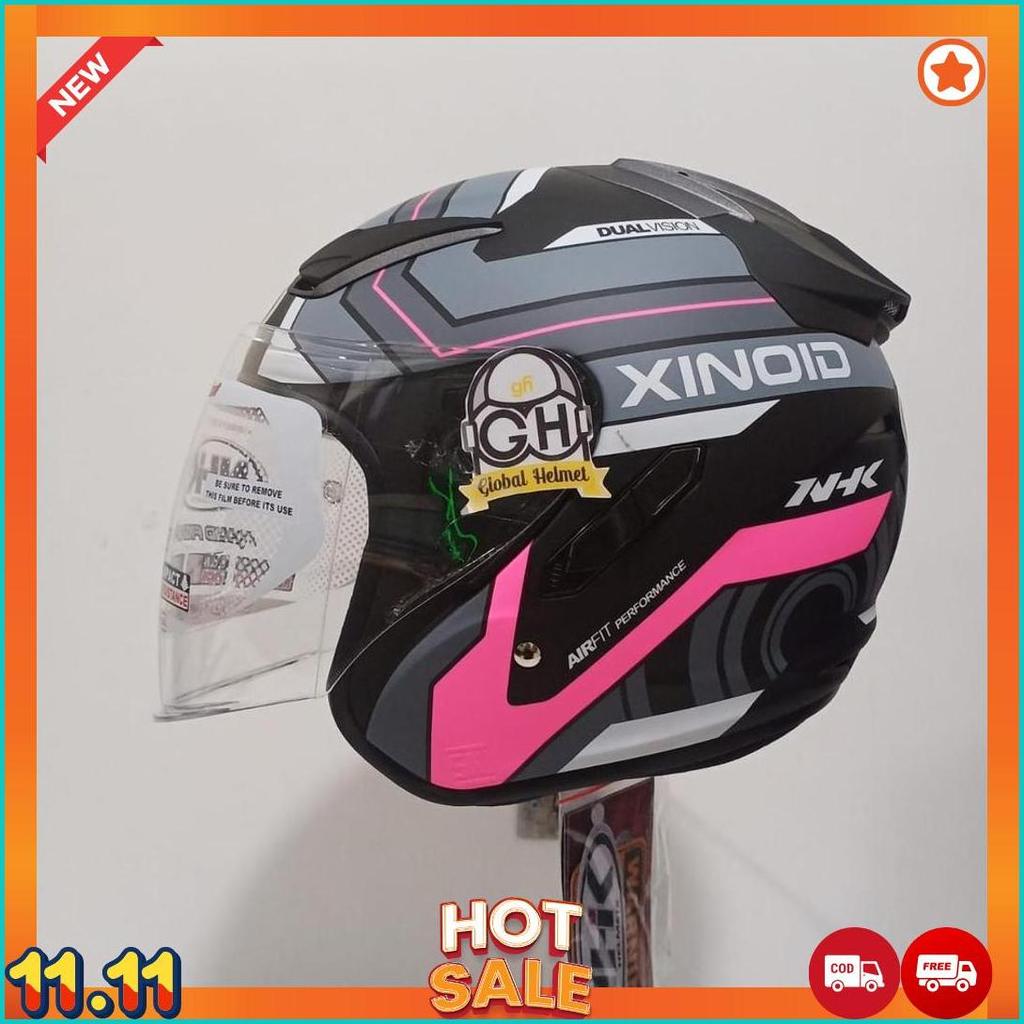 Helm Nhk R1 Xinoid Nhk R-1 Xinoid Black Pink Doff Double Visor [H2]