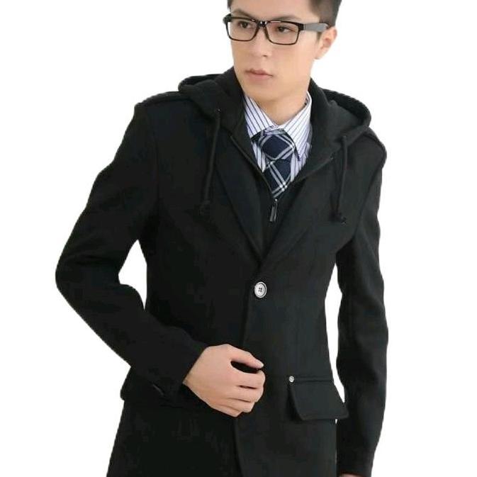 Jaket Semi Blazer Korea Semi Blazer Hoodie Zipper Blazer Pria Terlaris Formal Slim Fit Hitam Celana 