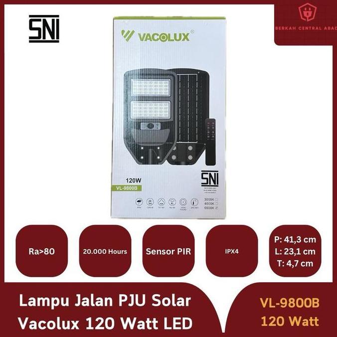 Terbaru, Lampu Jalan Pju Solar Vacolux 120 Watt Led Tenaga Surya Sni Vl9800B
