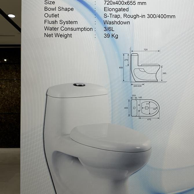 CLOSET / KLOSET / TOILET DUDUK KIA HANSA 9001 ONE PIECE