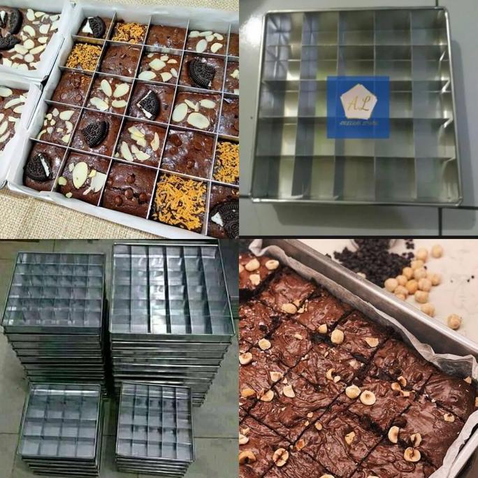 Loyang Kue Brownies Sekat ISI 25 / Cetakan Kue Sekat 20X20 cm