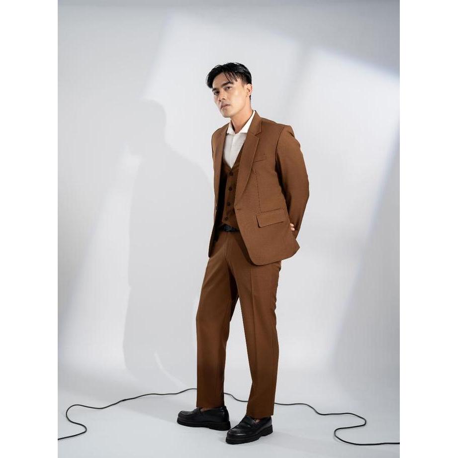 Goldy Outfit Setelan Jas Celana & Rompi Coklat - Vente Series