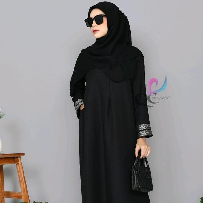 ABAYA MADINA BORDIR INDIA hitam variasi arabian dress