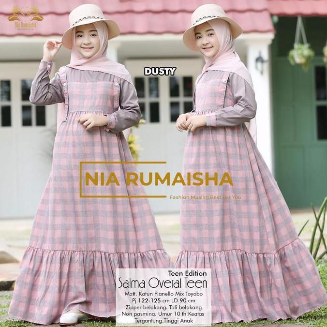 BEST SELLER GAMIS ANAK PEREMPUAN 10 SAMPAI 14 TAHUN NIA RUMAISHA ODIFA OMEGA SALMA OVERALL TEEN