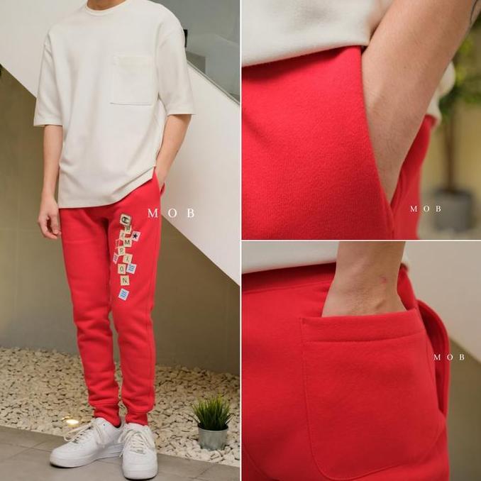 Celana Jogger Champion Reverse Weave Scrabble Red Orinal - LIMITED