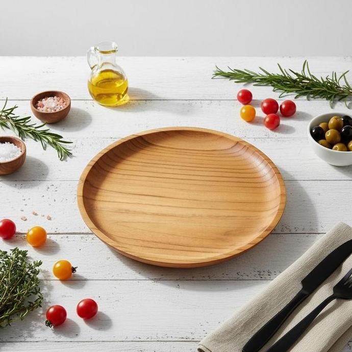 New- Piring Kayu Jati / Piring Makan Kayu Jati