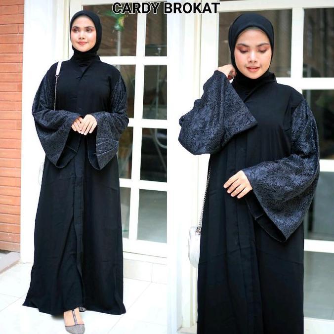 NEW ABAYA GAMIS HITAM ARAB CARDI BROKAT SIMPEL ELEGAN BUSUI FRIENDLY