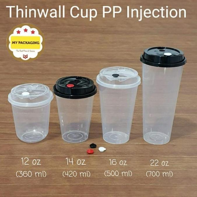 New- Cup Plastik 12Oz Cup Pp Injection 12Oz Gelas 380Ml Isi 500Set