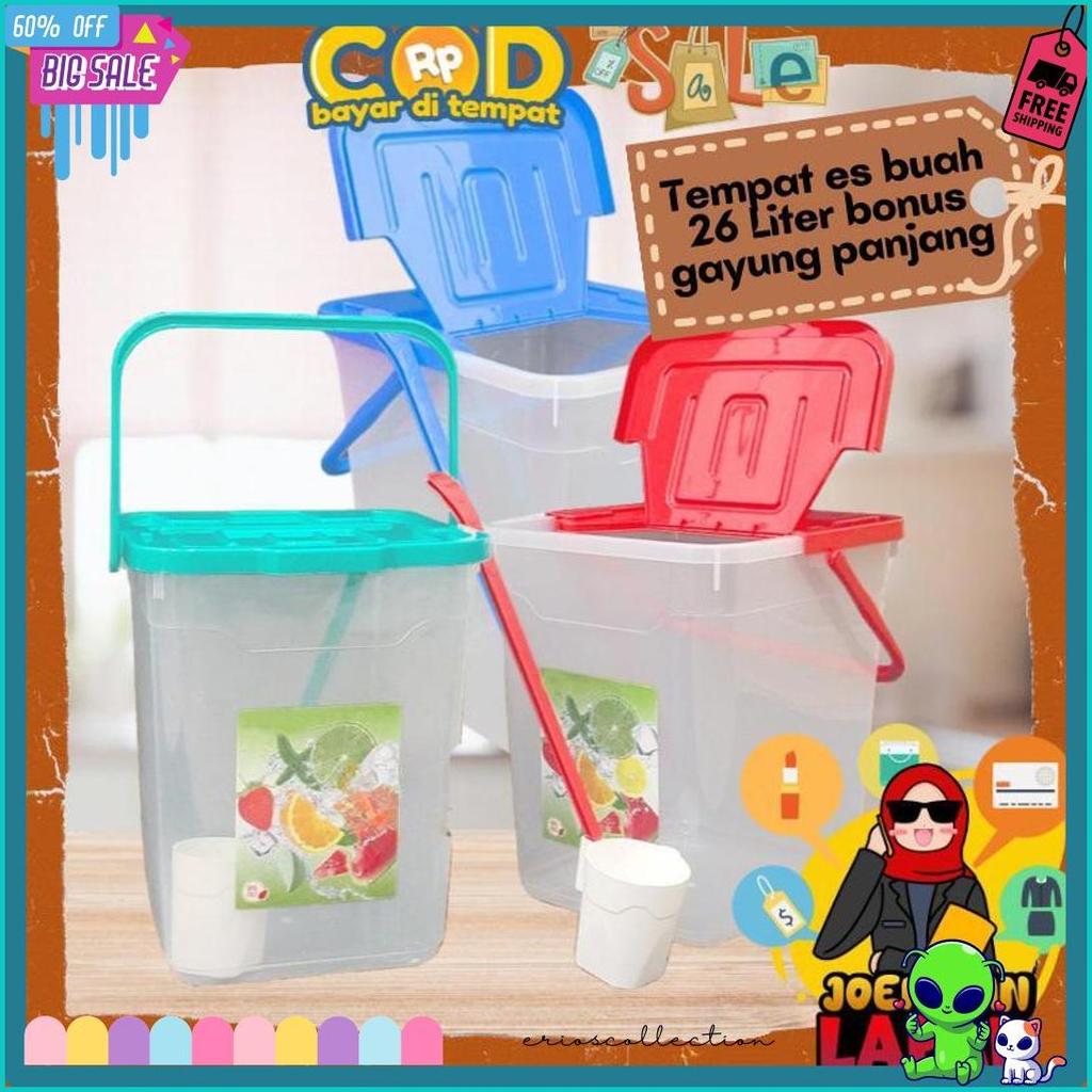 [Joeragan Lapak] Toples Es Buah 26 L - Wadah Tempat Es Buah Besar Bonus Gayung Panjang Jualan Jus Ca