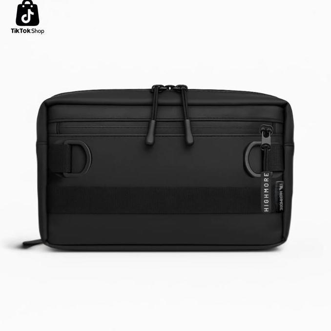 DISKON HIGHMORE HEXA K SERIES TAS SELEMPANG PRIA MULTIFUNGSI CLUTCHBAG HANDBAG WATERPROOF HITAM