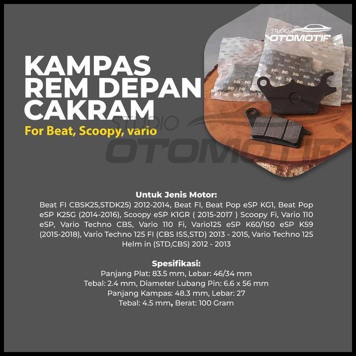 TERMURAH KAMPAS REM CAKRAM DEPAN DISCPAD KANVAS REM BEAT VARIO SCOOPY 