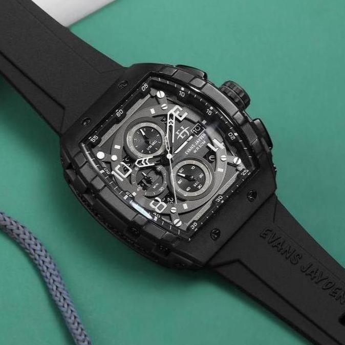 DISKON  Evans Jayden Jam Tangan Pria 9554-2 Rubber Kaca Sapphire Chronograph Water Resistant 5ATM Wa