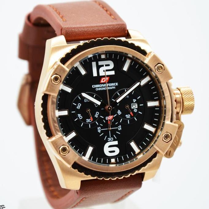 CHRONOFORCE CF 5263-2MR - Jam Tangan Pria Kulit Orinal - Brown Rose