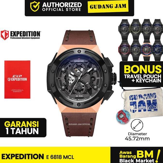 Jam Tangan Pria Expedition E 6818 MCL E6818MCL E 6818 E6818 Leather Strap