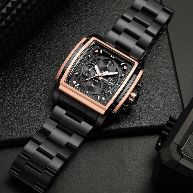 Jam Tangan Pria Evans Jayden 9619 Rantai Stainless Steel Chronograph Kaca Sapphire Water Resistant 5