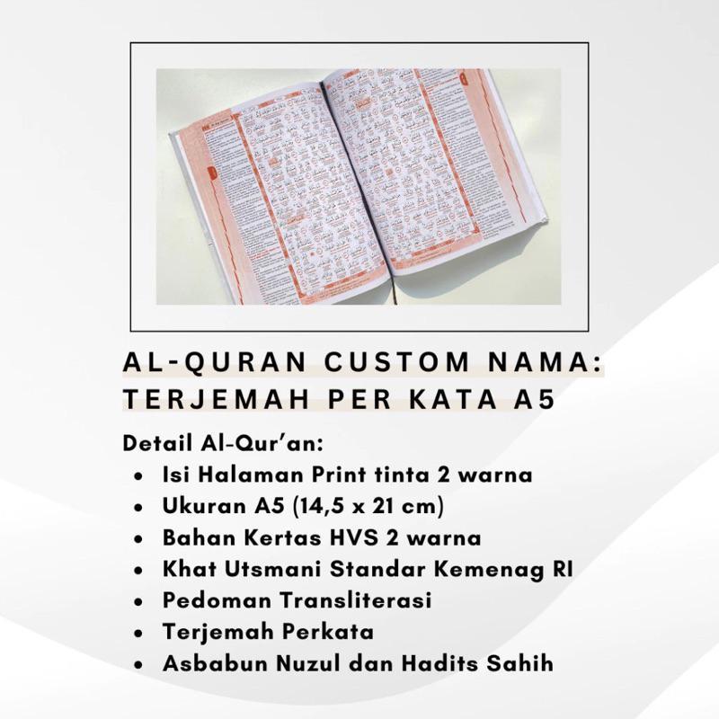 (Free Custom Nama Dan Foto Di Cover) Alquran Custom Nama A5 | Alquran Latin Terjemahan Perkata |  Al