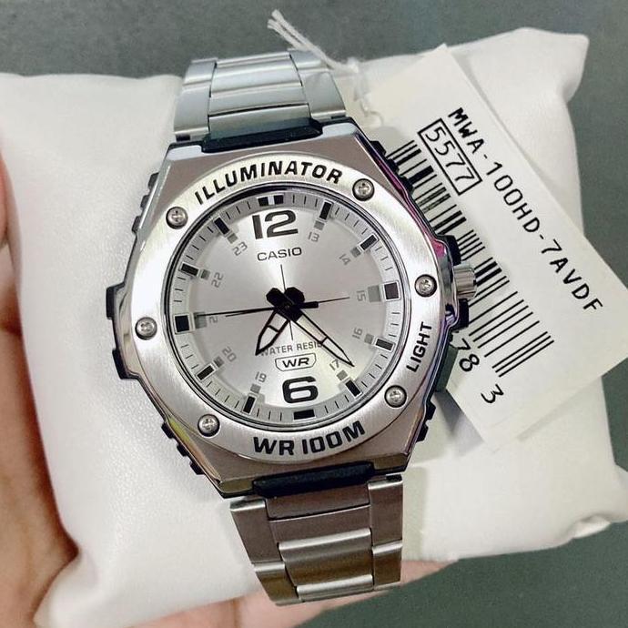CASIO MWA-100HD-7AVDF Jam Tangan Pria Stanless Putih MWA100HD