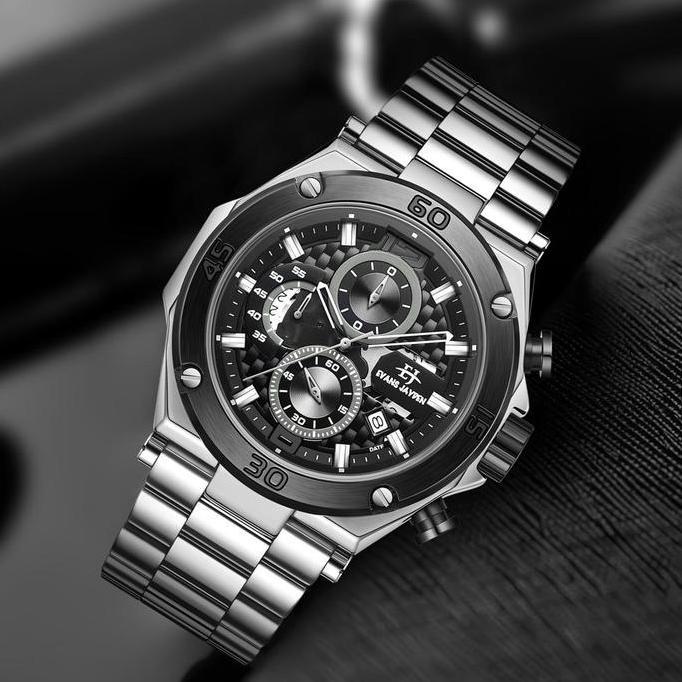 Evans Jayden Jam Tangan Pria EJ 9839 Rantai Stainless Steel Chronograph Kaca Sapphire Water Resistan