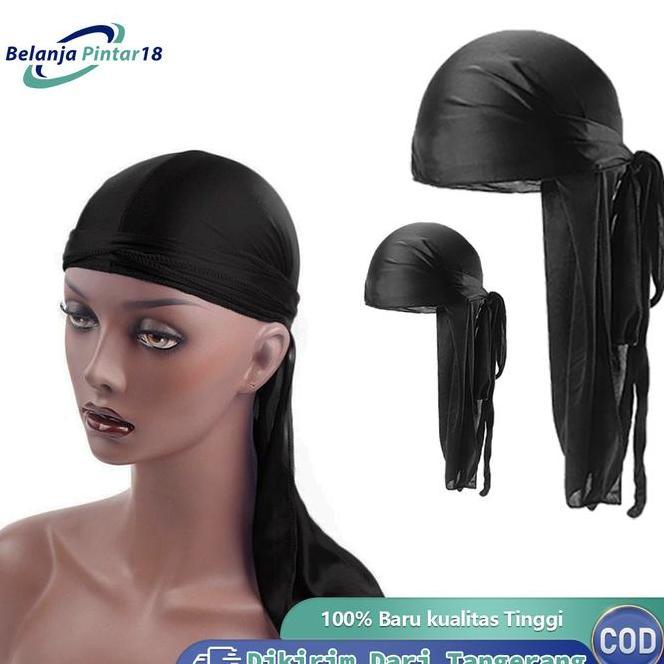 Durag Ban Hip Hop Durag Ikat Kepala Silk Pirate Hat Topi Durag Kondusif Untuk Berkendara