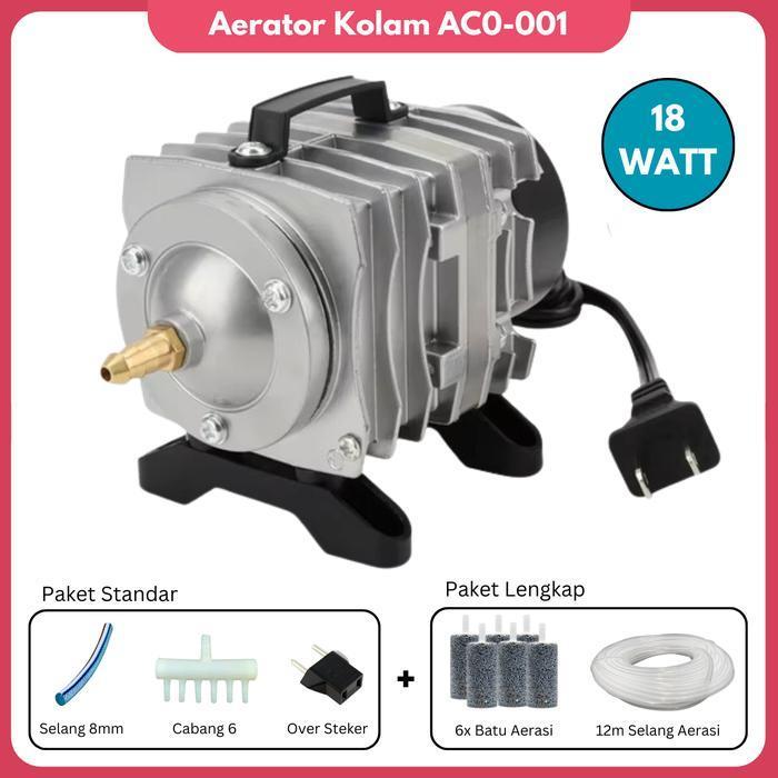 Pompa Gelembung Udara Aco 001 Kolam Pompa Oksigen Akuarium Aerator Pompa Angin Blower Aquarium Kolam