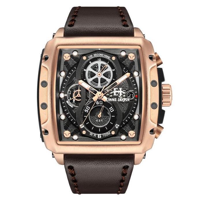 Evans Jayden Jam Tangan Pria 9550 Kulit Kaca Sapphire Chronograph Water Resistant 10 ATM