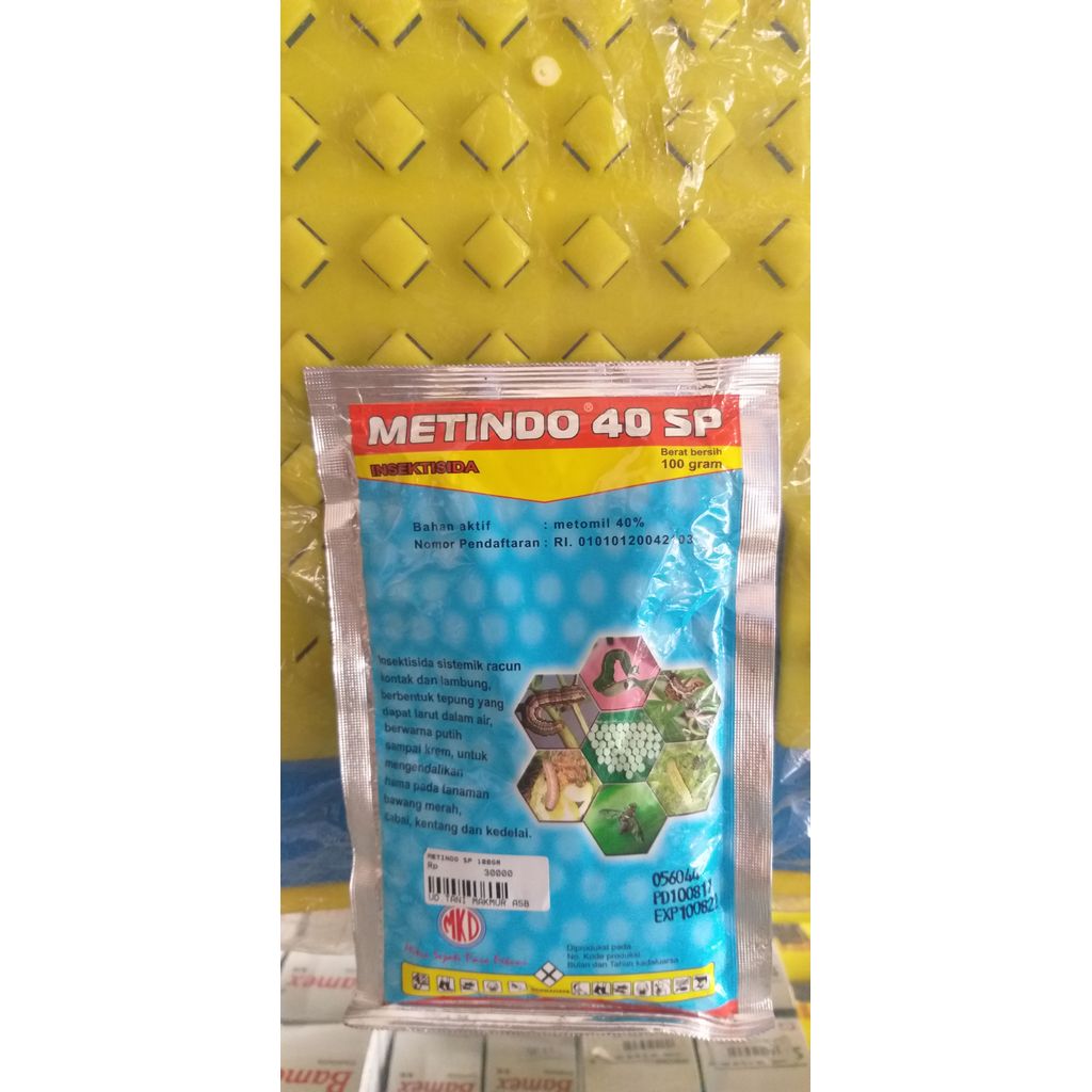 Insektisida METINDO 40 SP 100gr - Obat Ulat Grayak & Telur Hama - Bahan Aktif Metomil 40% - Racun Si