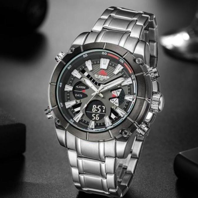 Dziner Jam Tangan Pria Double Time 8258 Tali Rantai Stainless Steel Orinal Water Resistant 30M Watch