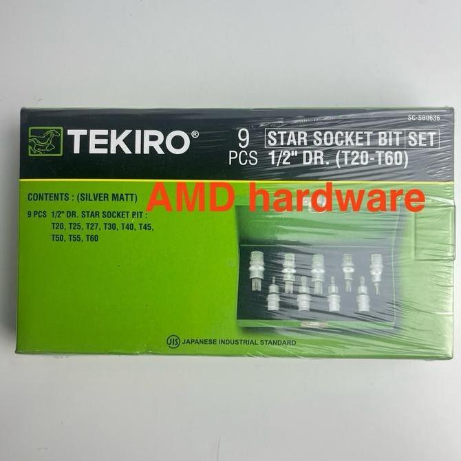 Promo ORIGINAL TEKIRO DR STAR BIT SOCKET SET 9 pcs MATA SOCK BINTANG 1/2" inch KUNCI SOK L 9pcs 1/2i
